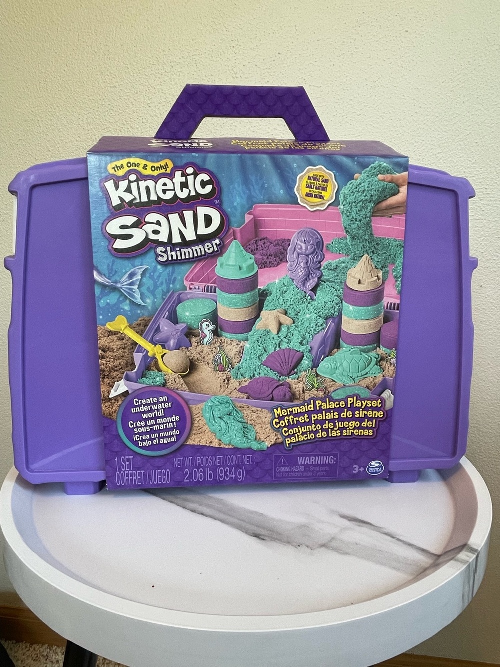 Kinetic Sand Mermaid Palace with 2.06lbs Play Sand Tools & Folding Sandbox